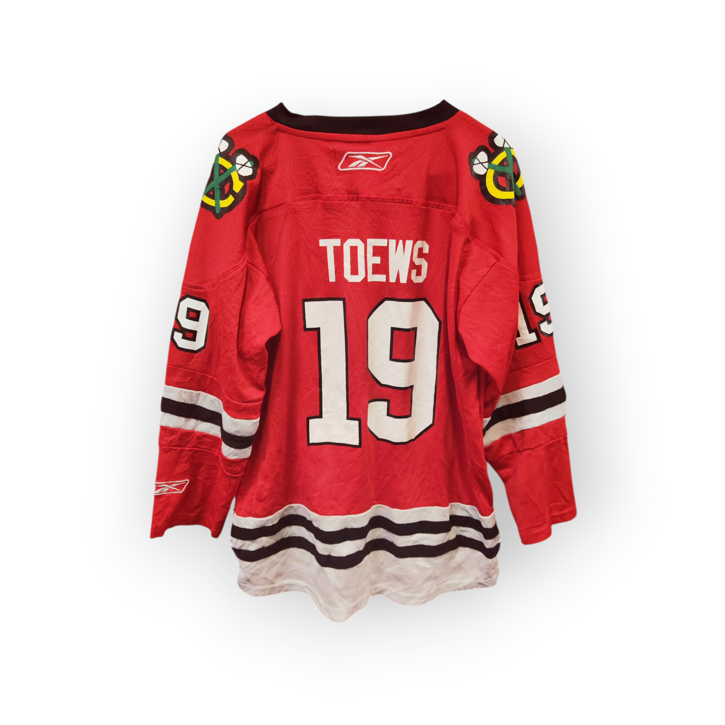 Youth Reebok Chicago Blackhawks NHL Hockey Jersey, #19 Toews, Red, Size YL/XL