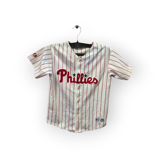 Youth Majestic Philadelphia Phillies MLB Jersey, #26 Utley, White/Red, Size YM