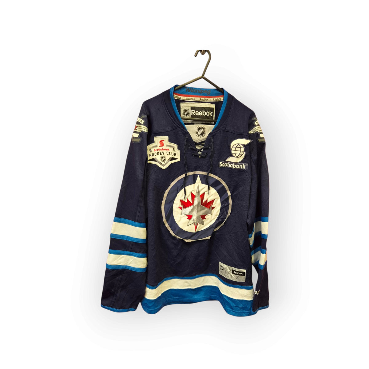 Reebok Winnipeg Jets NHL Ice Hockey Jersey, Navy, Size Small