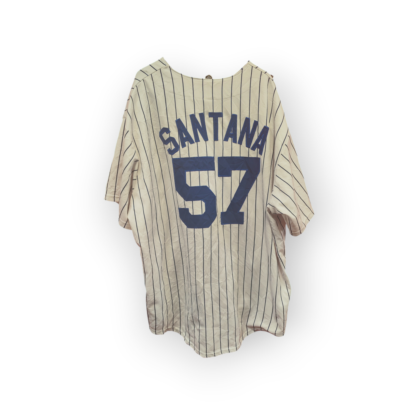 Majestic New York Mets MLB Baseball Jersey, #57 Santana, White/Blue, Size XL/XXL