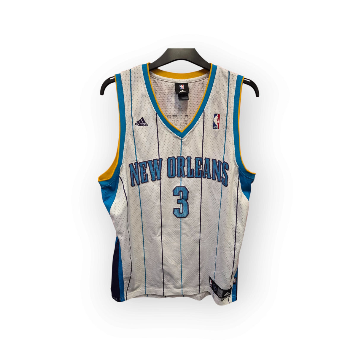 Adidas New Orleans Hornets NBA Basketball Jersey, #3 Paul, White, Size Large +2 Length