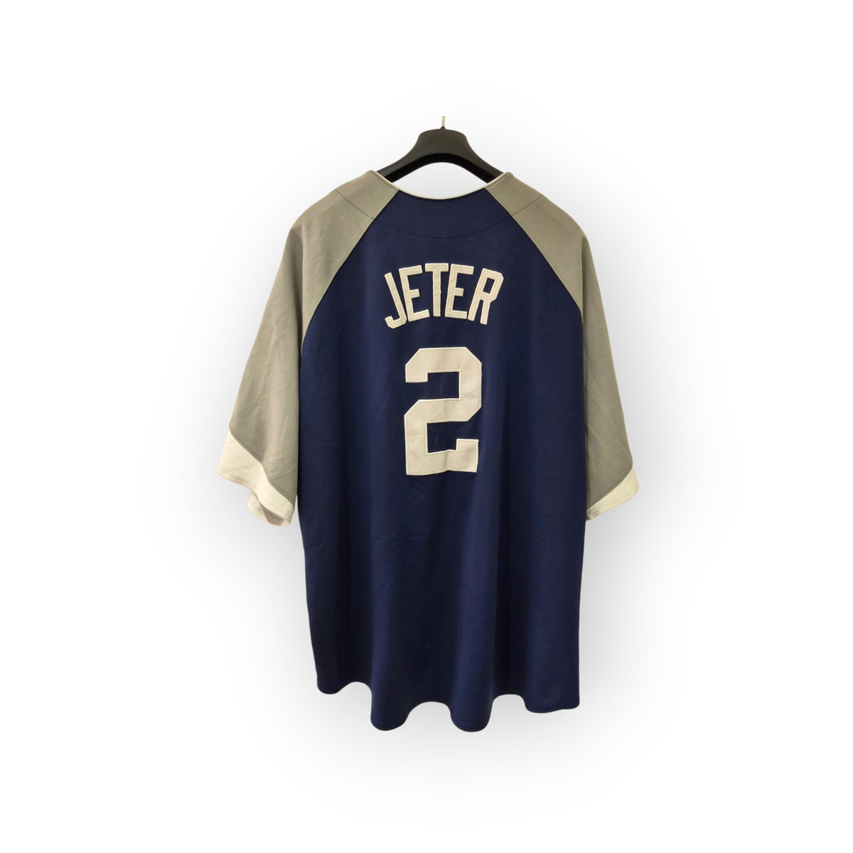 Majestic New York Yankees Baseball Jersey, #2 Jeter, Navy, Size XL/XXL