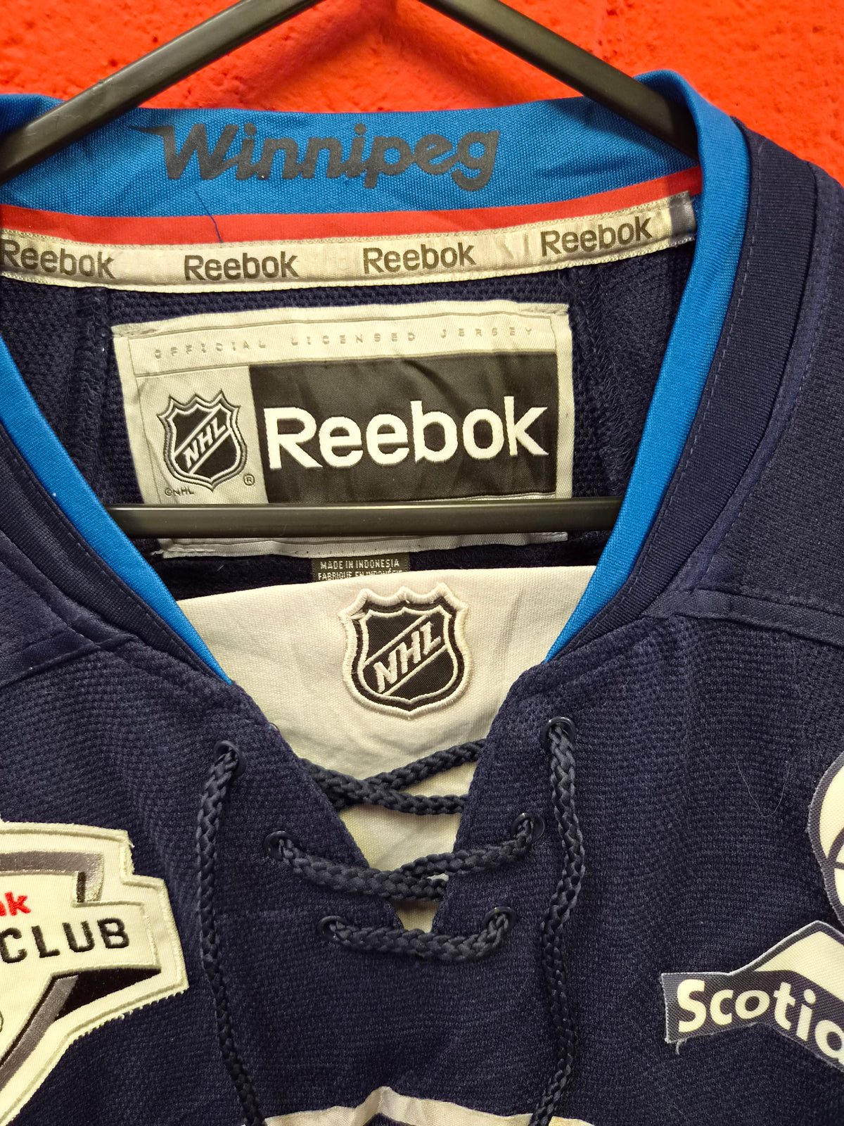 Reebok Winnipeg Jets NHL Ice Hockey Jersey, Navy, Size Small