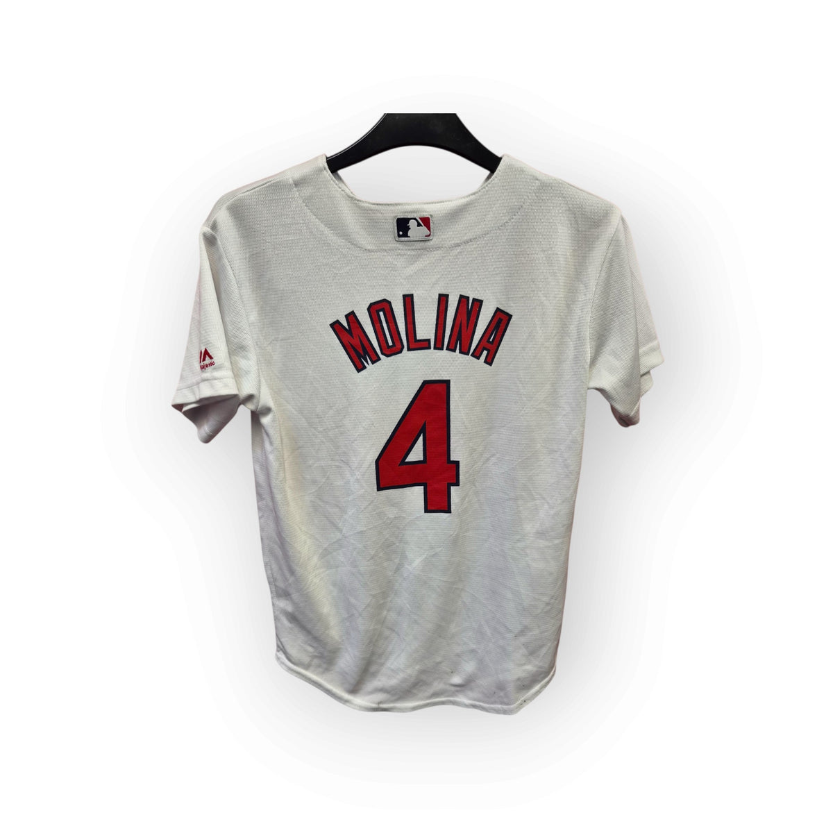 Youth Majestic St Louis Cardinals MLB Baseball Jersey, #4 Molina, White, Size YM