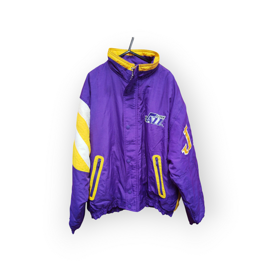 Starter Vintage Utah Jazz NBA Full Zip Jacket, Purple/Yellow, Size Medium