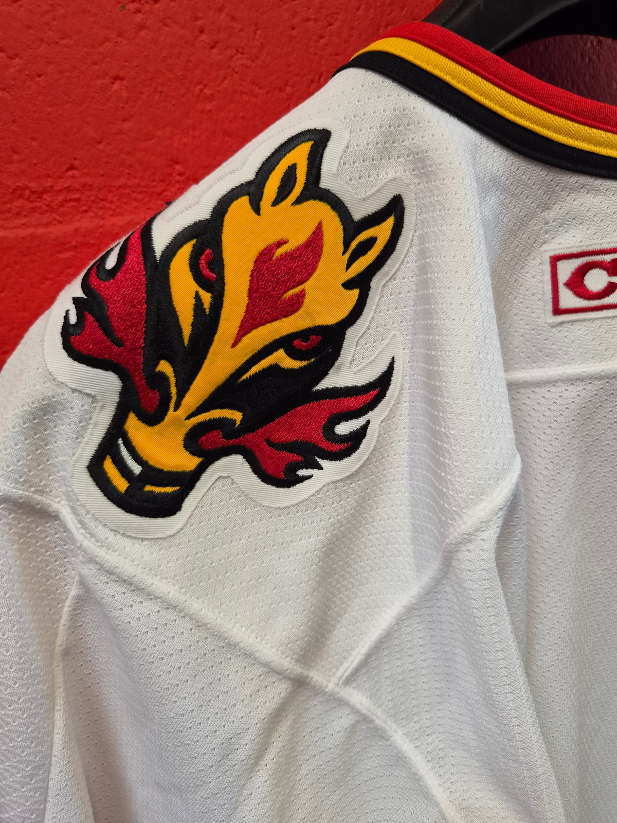 CCM Calgary Flames NHL Jersey, White, Size Large