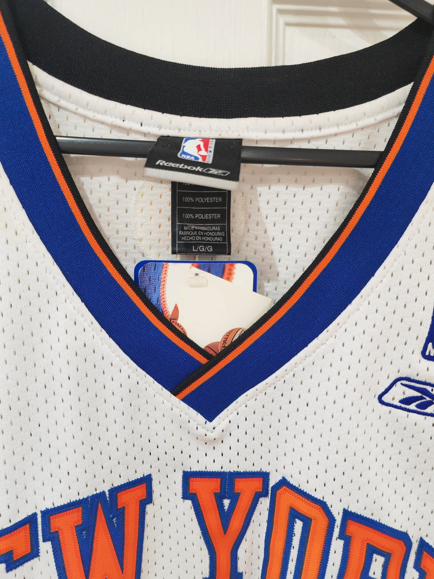 Reebok New York Knicks NBA Jersey, #3 Marbury, White, Size Large +2 Length
