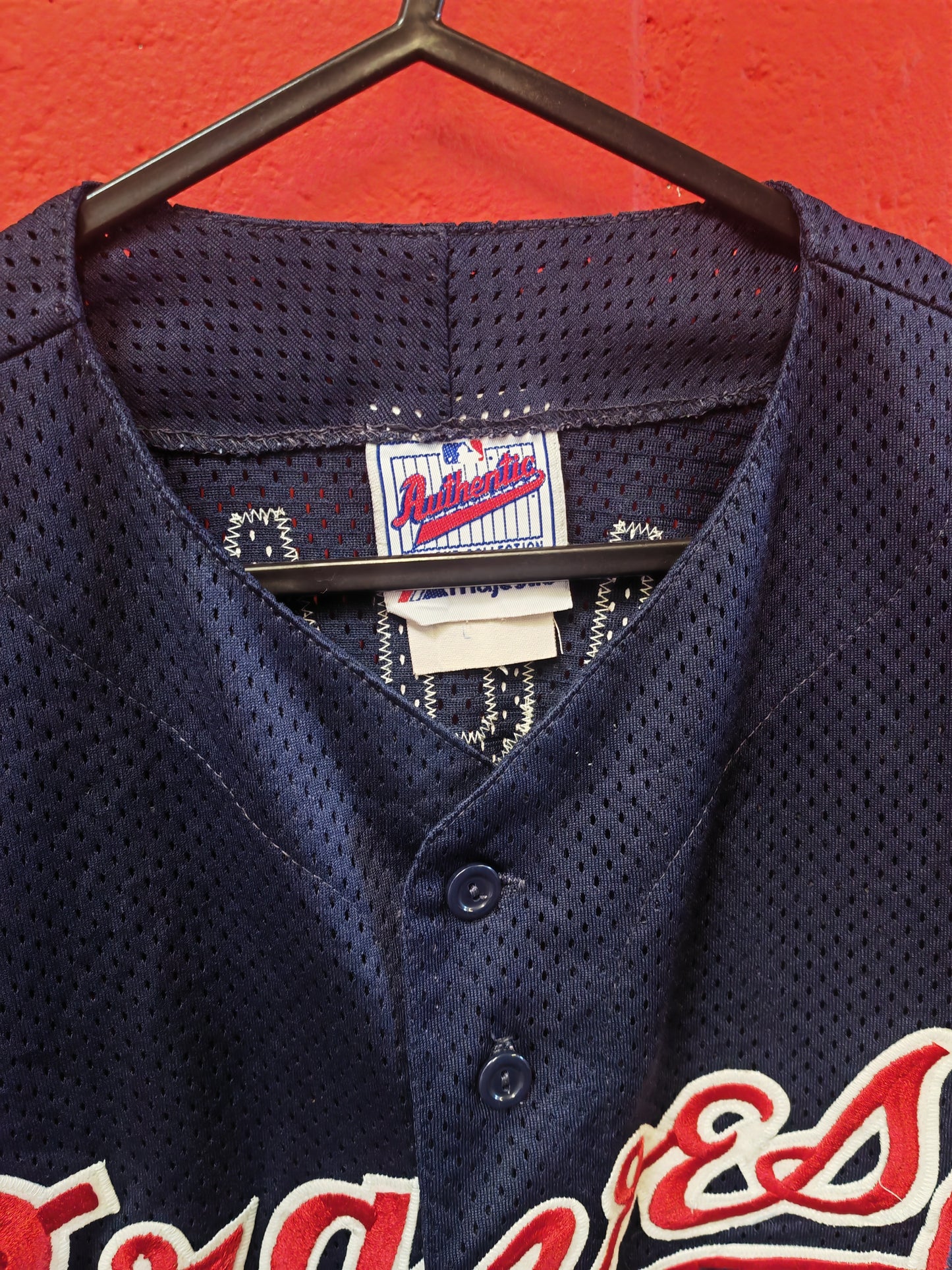 Majestic Atlanta Braves MLB Jersey, #10 C.Jones, Navy, Size Large