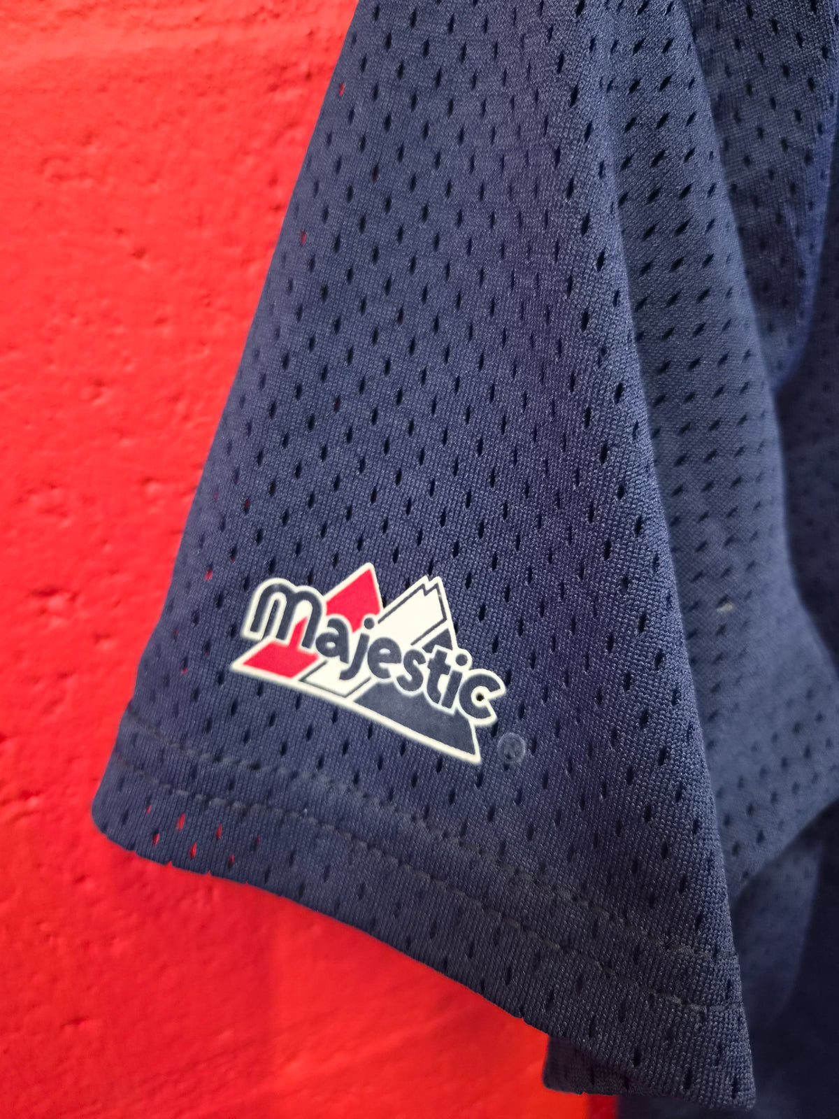 Youth Majestic Atlanta Braves MLB Baseball Jersey, Navy, Size YL