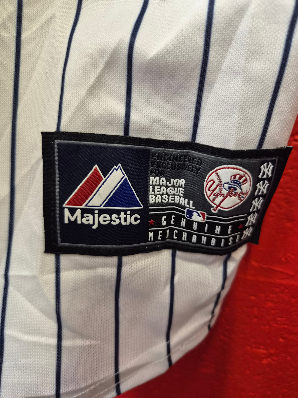 Majestic New York Yankees MLB Jersey, White, Size Large