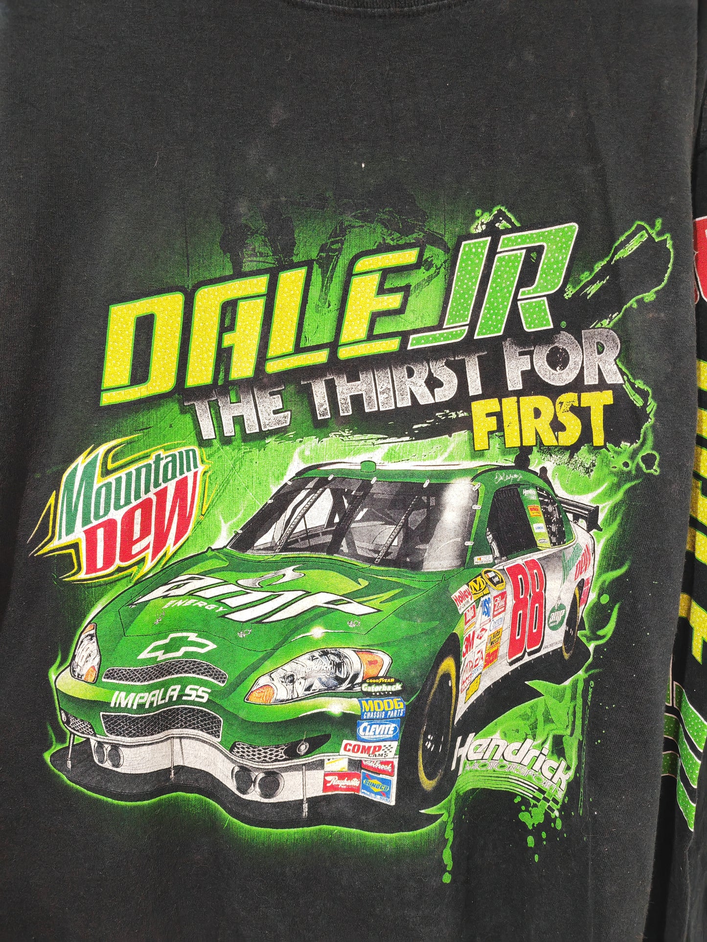 Jr Nation Dale Earnhardt Jr NASCAR Long Sleeve T Shirt, Black, Size XL