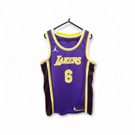 Jordan Los Angeles Lakers NBA Road Jersey, #6 James, Purple, Size Small