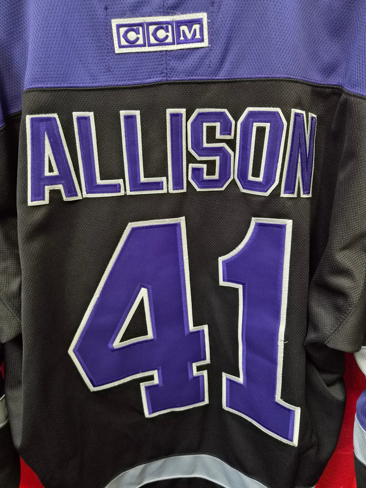 CCM Los Angeles Kings NHL Jersey, #41 Allison, Black/Purple, Size XL