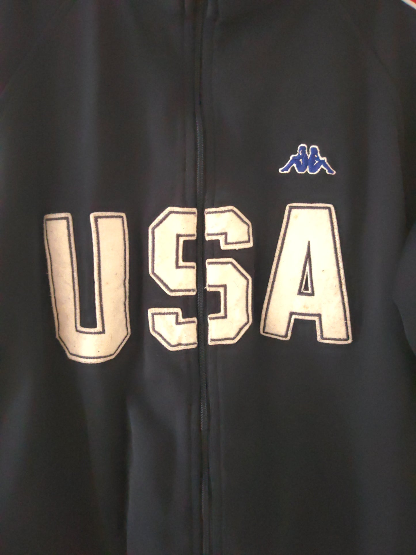 Kappa USA Full Zip Track Jacket, Navy Blue, Size Small