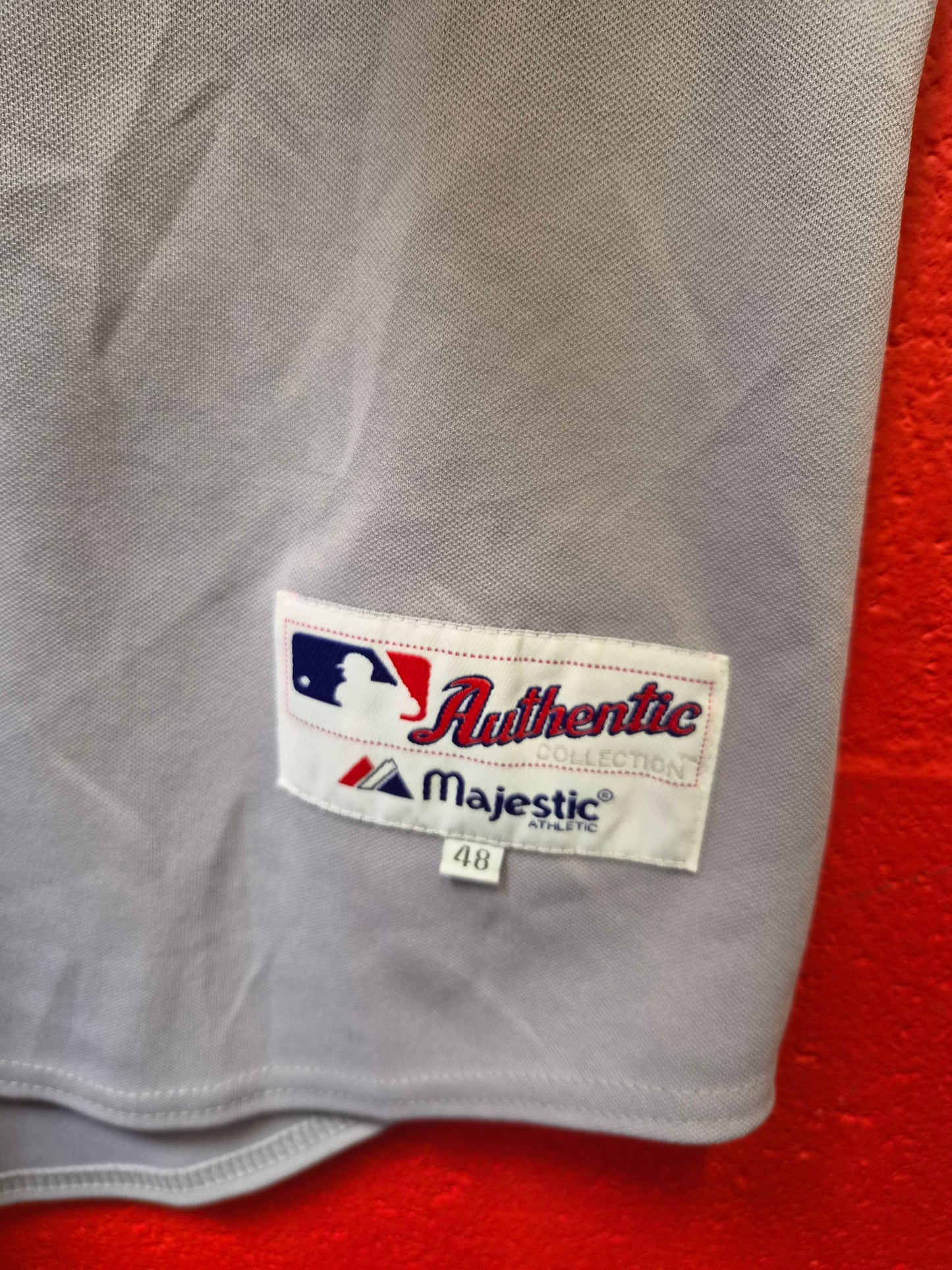 Majestic New York Yankees MLB Jersey, Grey, Size 48 L/XL