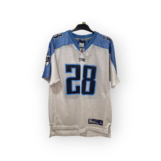 Youth Reebok Tennessee Titans NFL Jersey, #28 Johnson, White, Size YXL