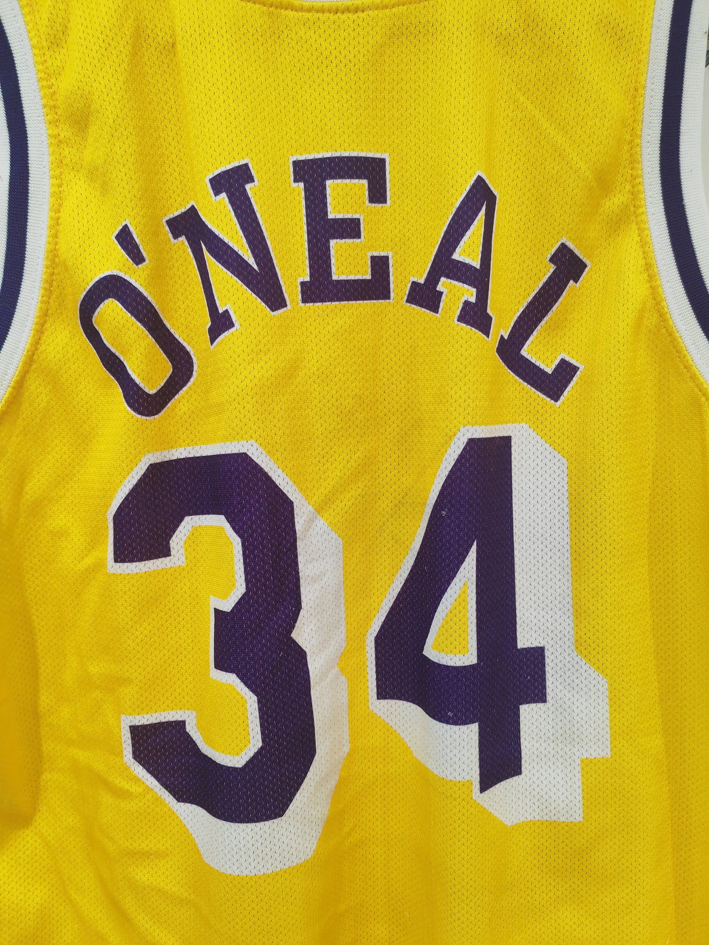 Champion Los Angeles Lakers NBA Jersey, #34 O'Neal, Yellow, Size Small