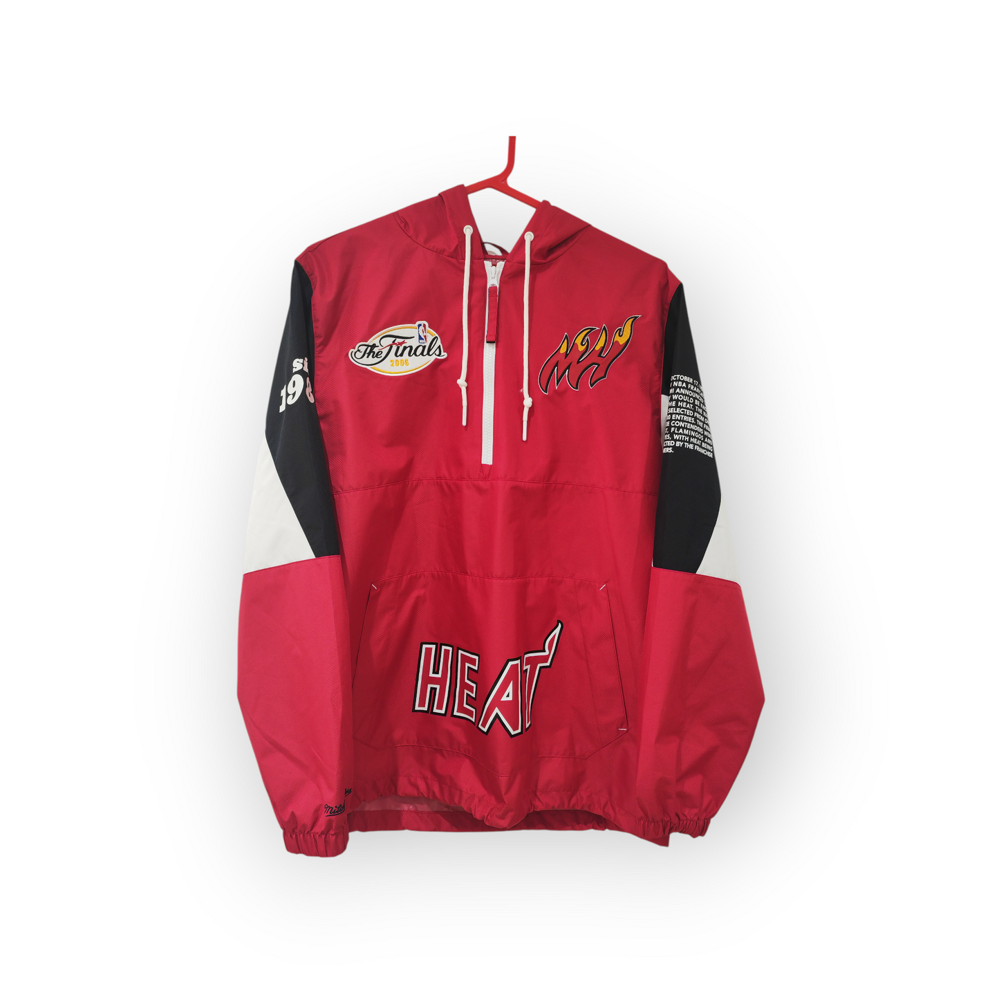 Mitchell & Ness Miami Heat 2006 NBA Finals 1/2 Zip Pullover Windbreaker Jacket,Size Small