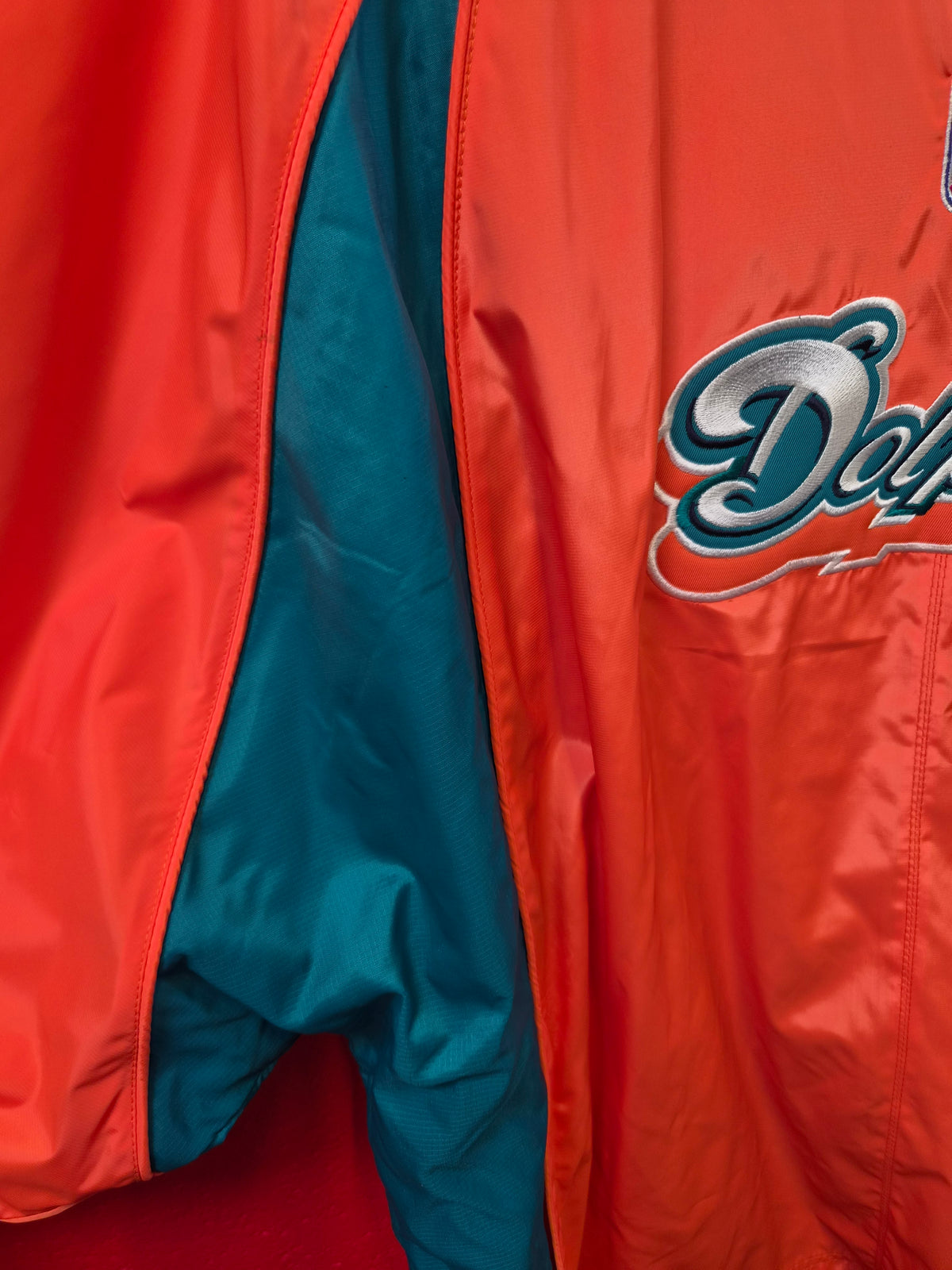 Reebok Miami Dolphins Long Sleeve Pullover Windreaker Jacket, Orange, Size XXL
