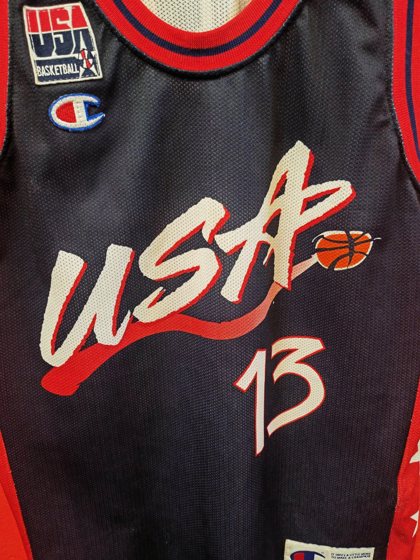 Champion USA Basketball 1996 Olympics Jersey #13 O'Neal, Navy Blue, Size Small