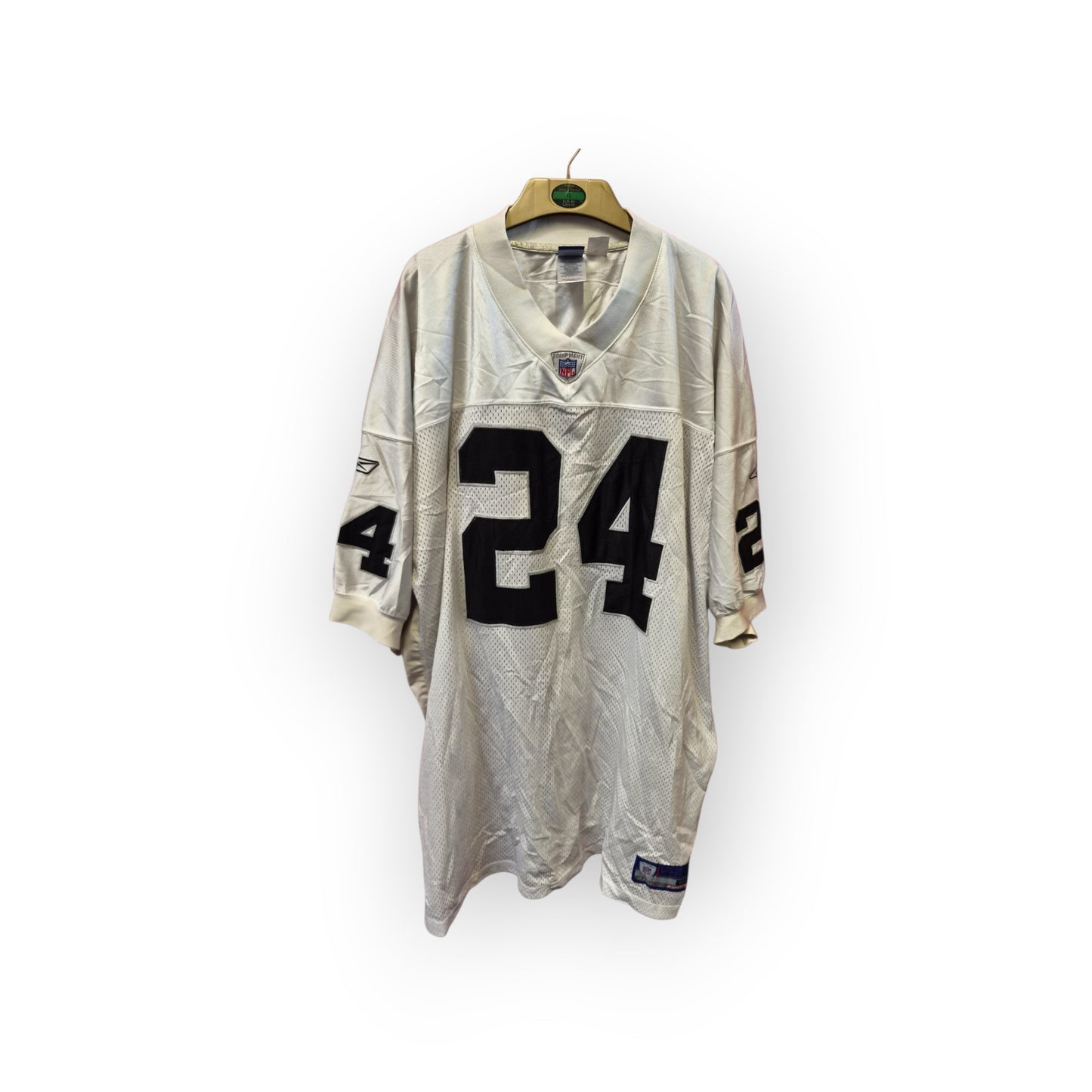 VTG Reebok Authentic NFL Oakland Raiders Charles Woodson 24 Jersey White Size 58 3-4XL