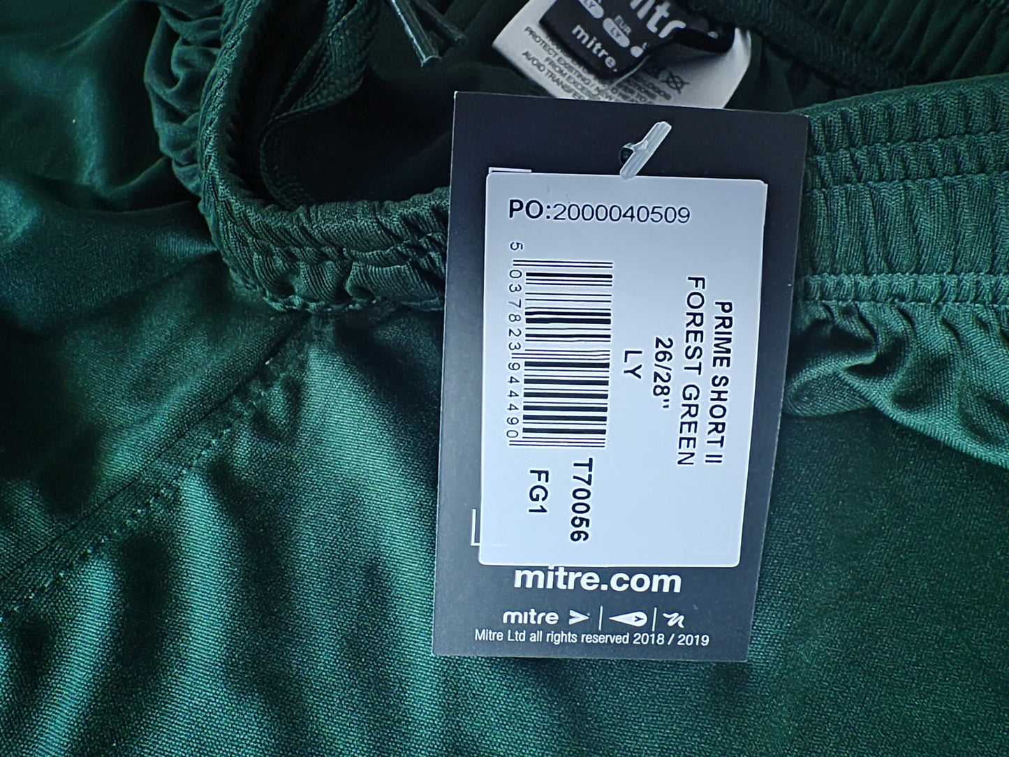 Youth Mitre Football/Sports Training Shorts, Green, Size YL
