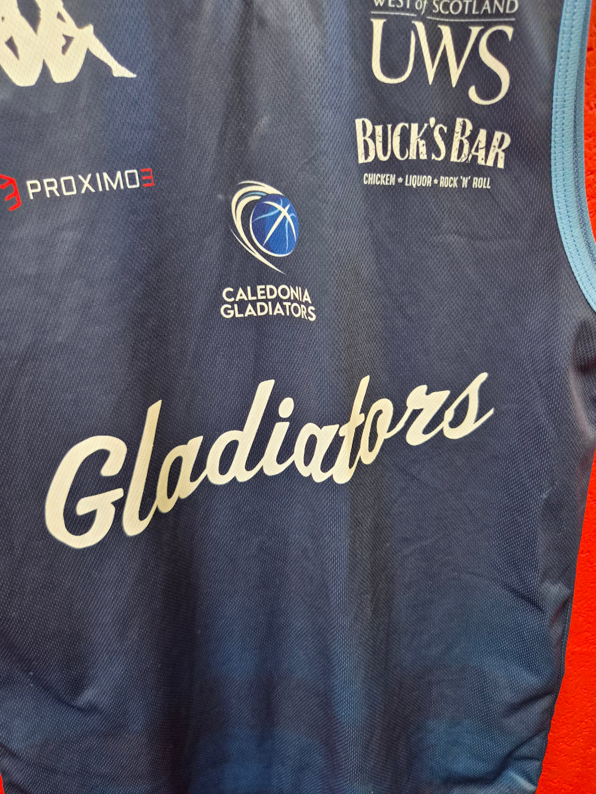 Youth Kappa Caledonia Gladiators BBL/SBL Jersey, Navy Blue, Size YXXL