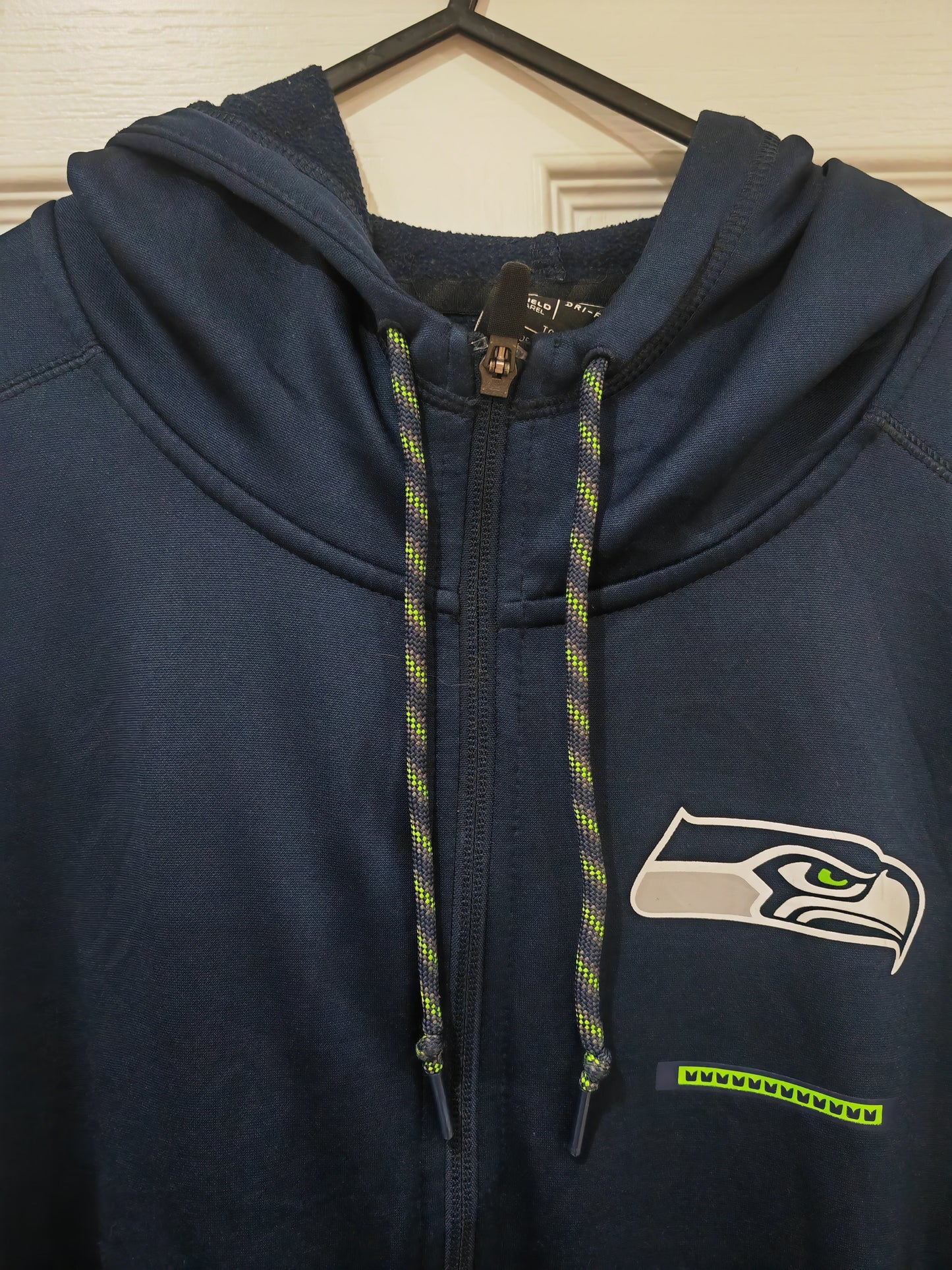 Nike Seattle Seahawks NFL Full Zip Hoodie, Navy Blue, Size XL