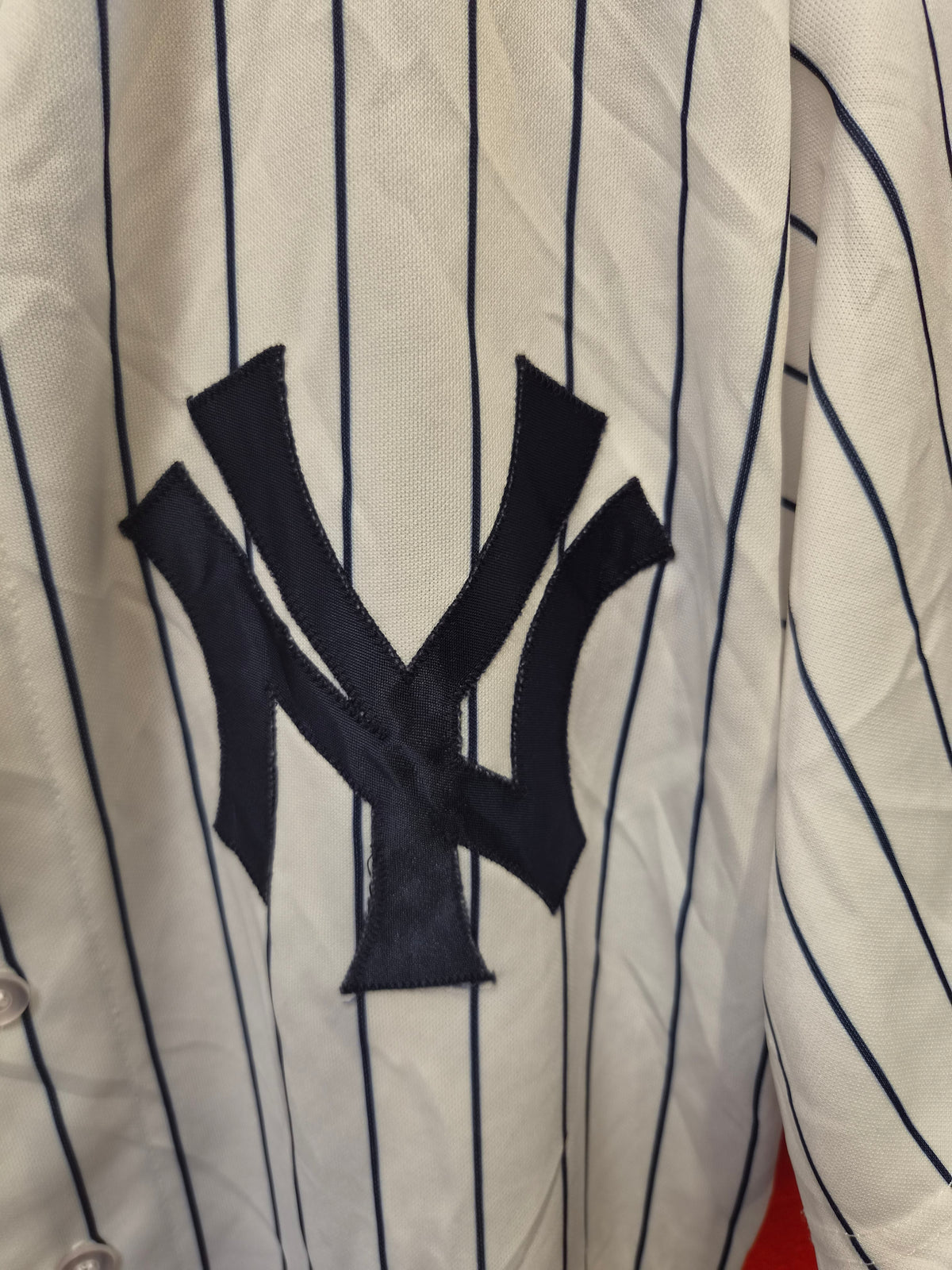 Majestic New York Yankees MLB Jersey, White, Size Large