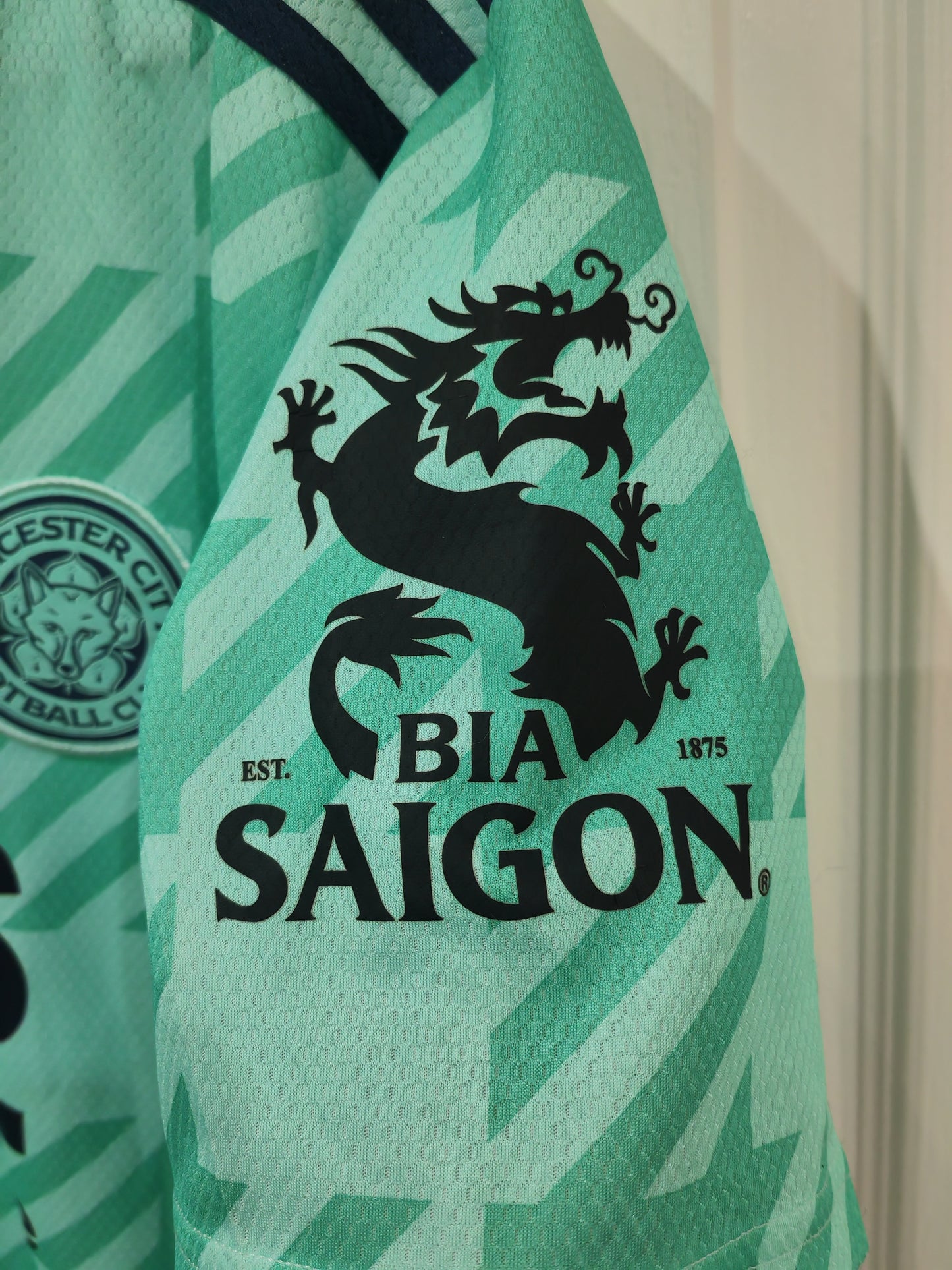 Adidas Leicester City FC 2021/22 Away Shirt With Europa League Patch, Green, Small