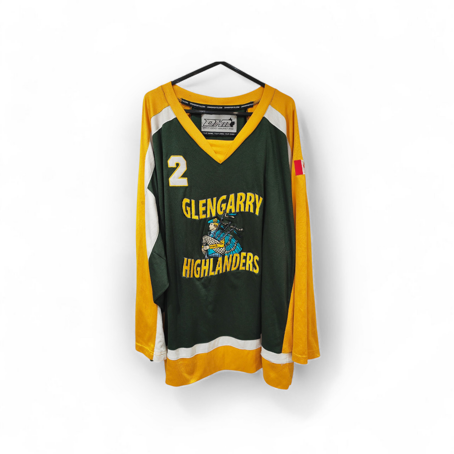 DHM Glengarry Highlanders Jr Girls League Ice Hockey Jersey, #2, Green, L/XL