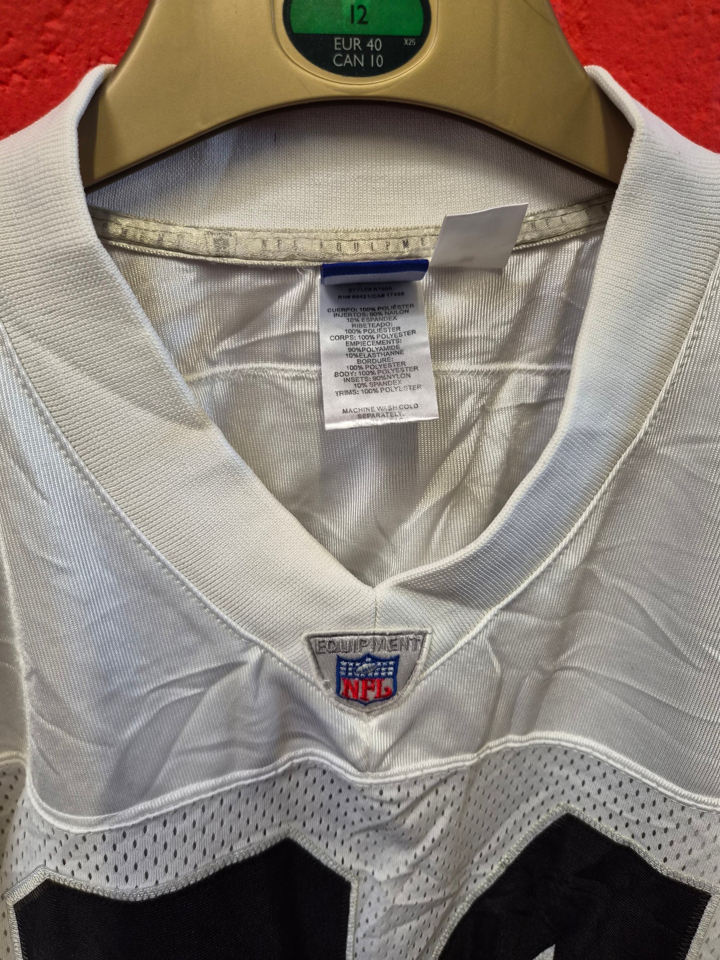 VTG Reebok Authentic NFL Oakland Raiders Charles Woodson 24 Jersey White Size 58 3-4XL
