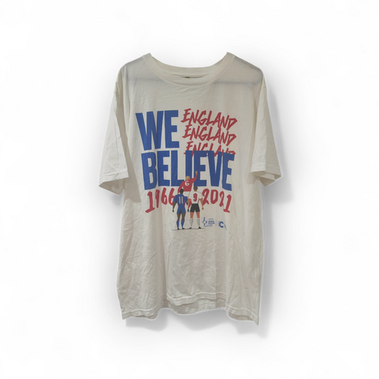 Cancer Research Bobby Moore Fund England T Shirt, White, Size Large