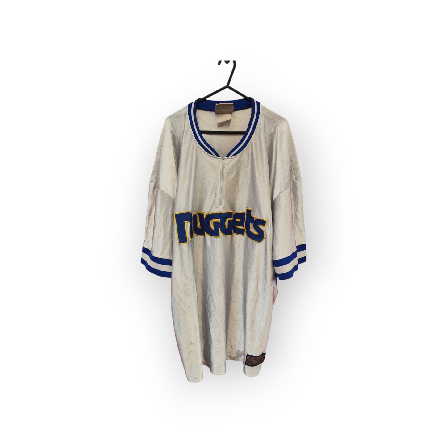 Majestic Denver Nuggets Short Sleeve Warm Up Jersey, Grey/Blue, Size XXL