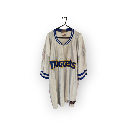 Majestic Denver Nuggets Short Sleeve Warm Up Jersey, Grey/Blue, Size XXL