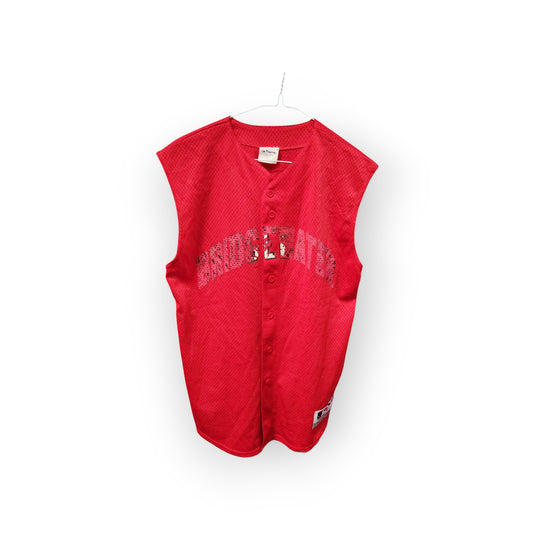 Youth Majestic Bridgewater Sleeveless Baseball Jersey, #7 Perry, Red, Size YXL