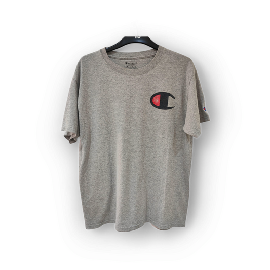 Champion Short Sleeve Casual T Shirt, Grey, Size Medium