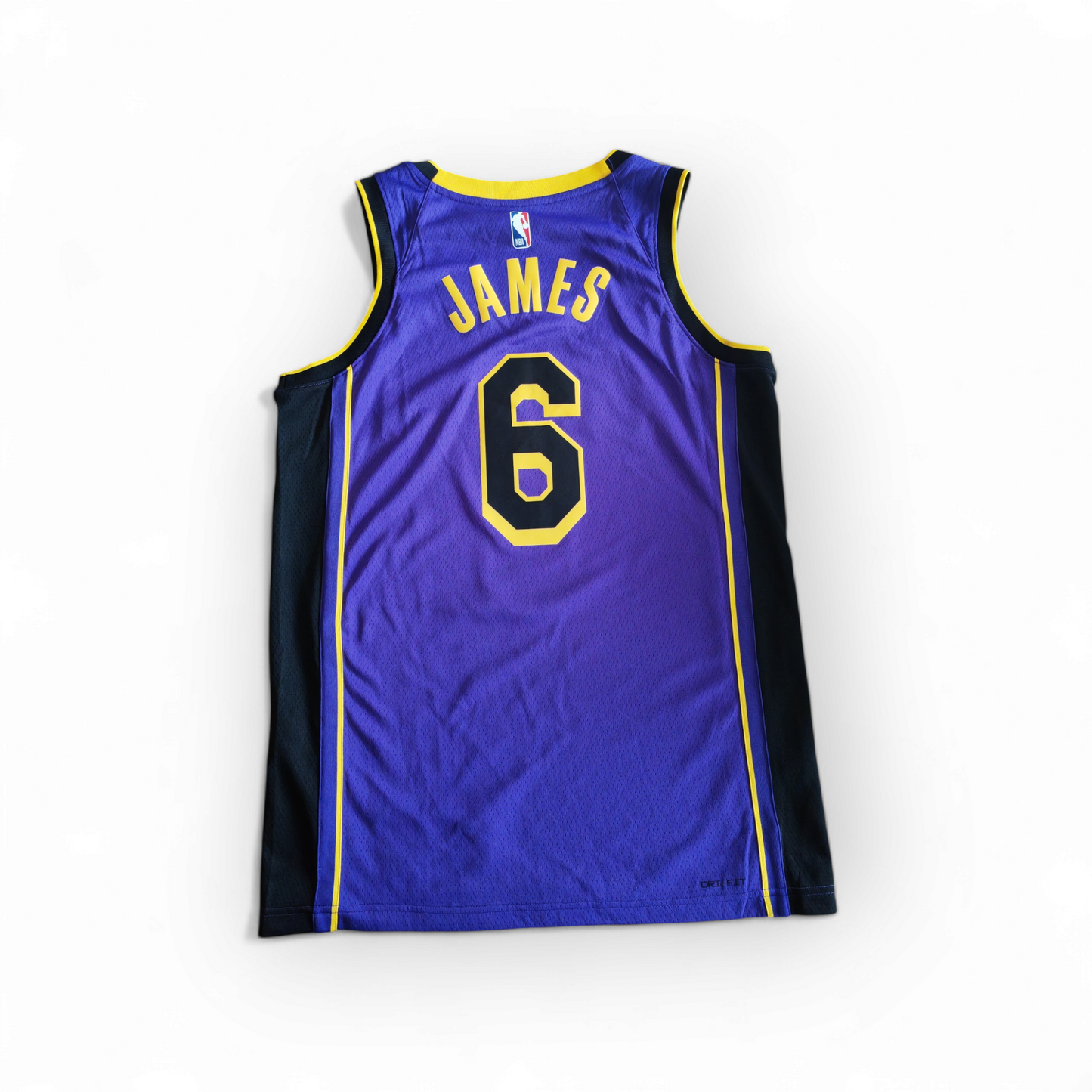 Jordan Los Angeles Lakers Statement Edition NBA Jersey, #6 James, Purple, Size Medium