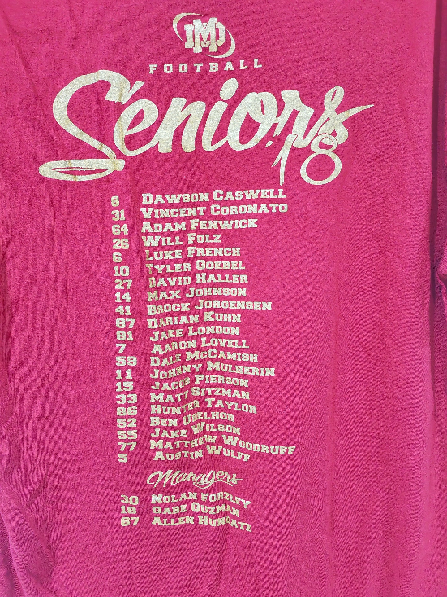 Port & Company Mater Dei Wildcats 2018 Seniors T Shirt, Red, Size Medium