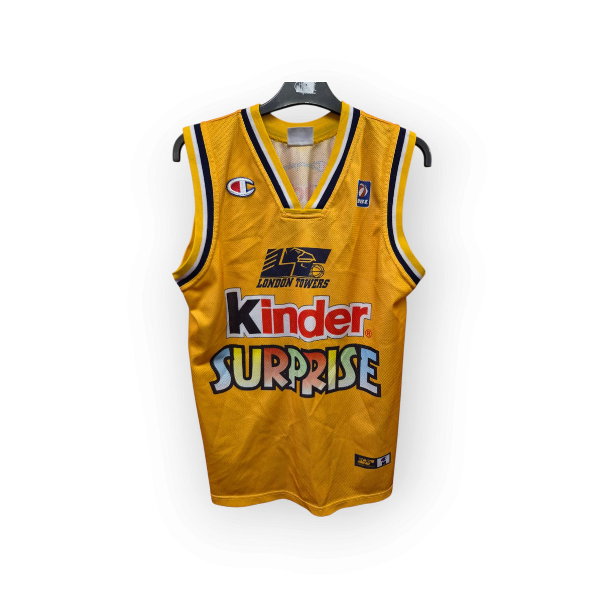 Champion London Towers Vintage BBL Basketball Jersey, Yellow, Size Medium