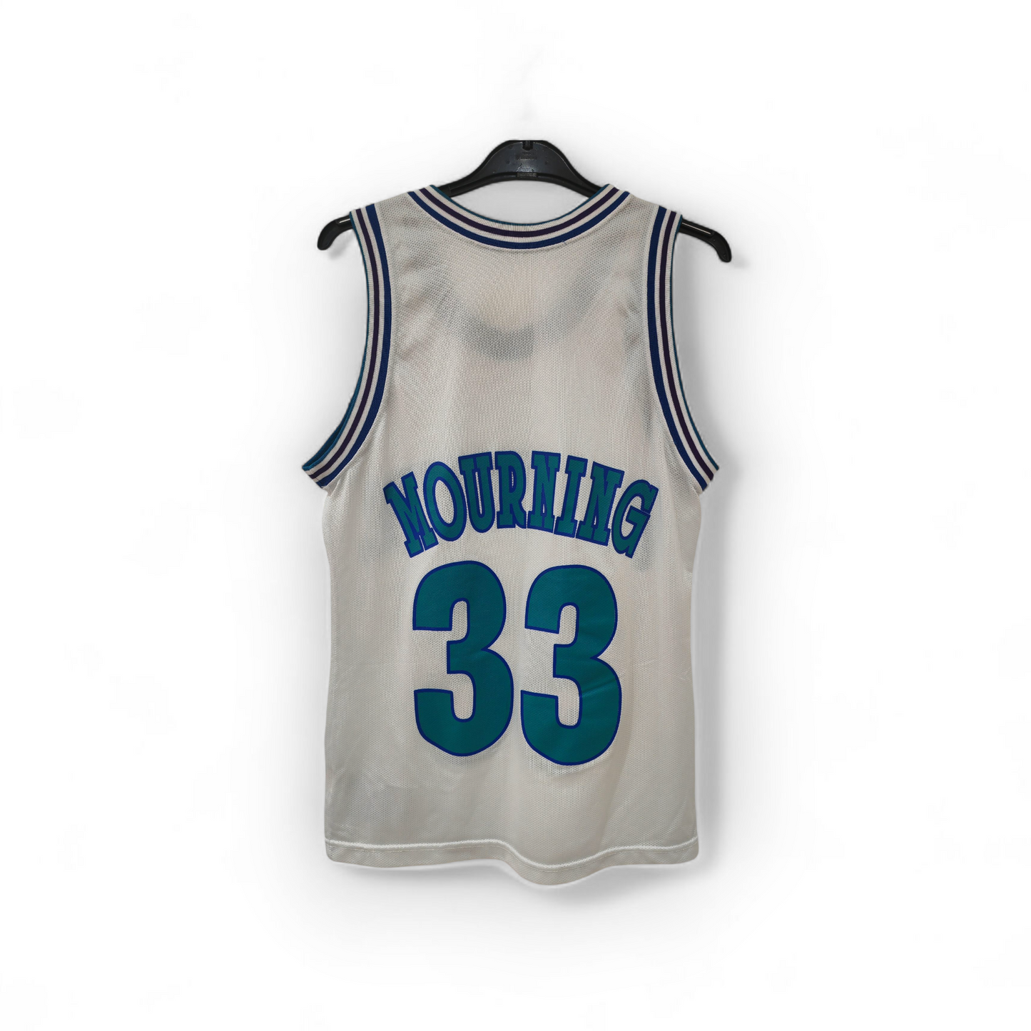 Champion Charlotte Hornets NBA Jersey, #33 Mourning, White, Size 36 XS/S