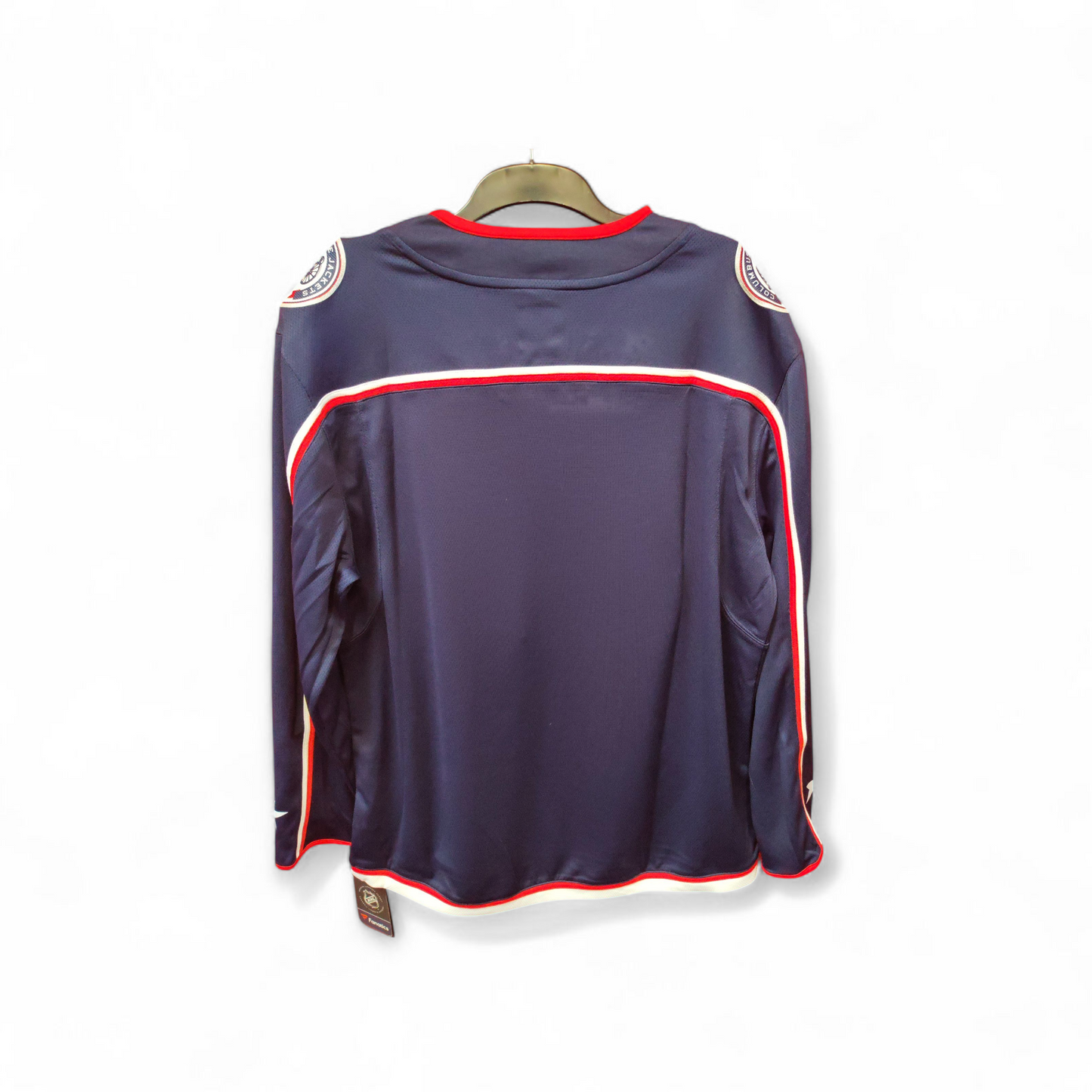 Fanatics Columbus Blue Jackets NHL Hockey Jersey, Navy Blue, Size Large