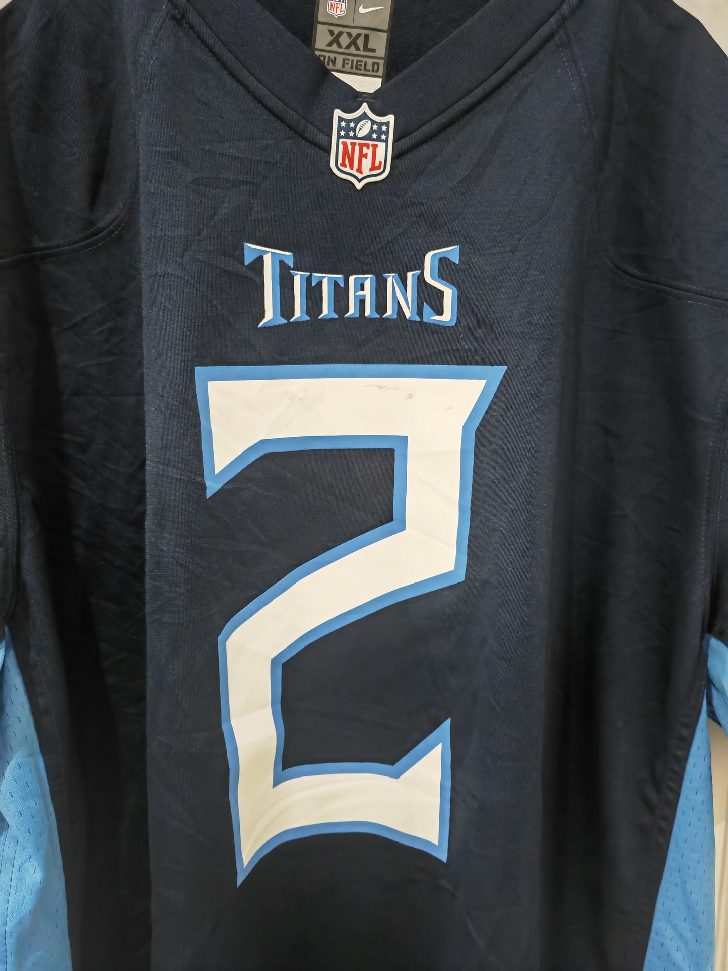 Nike Tennessee Titans NFL Jersey, #2 Jones, Navy Blue, Size XXL