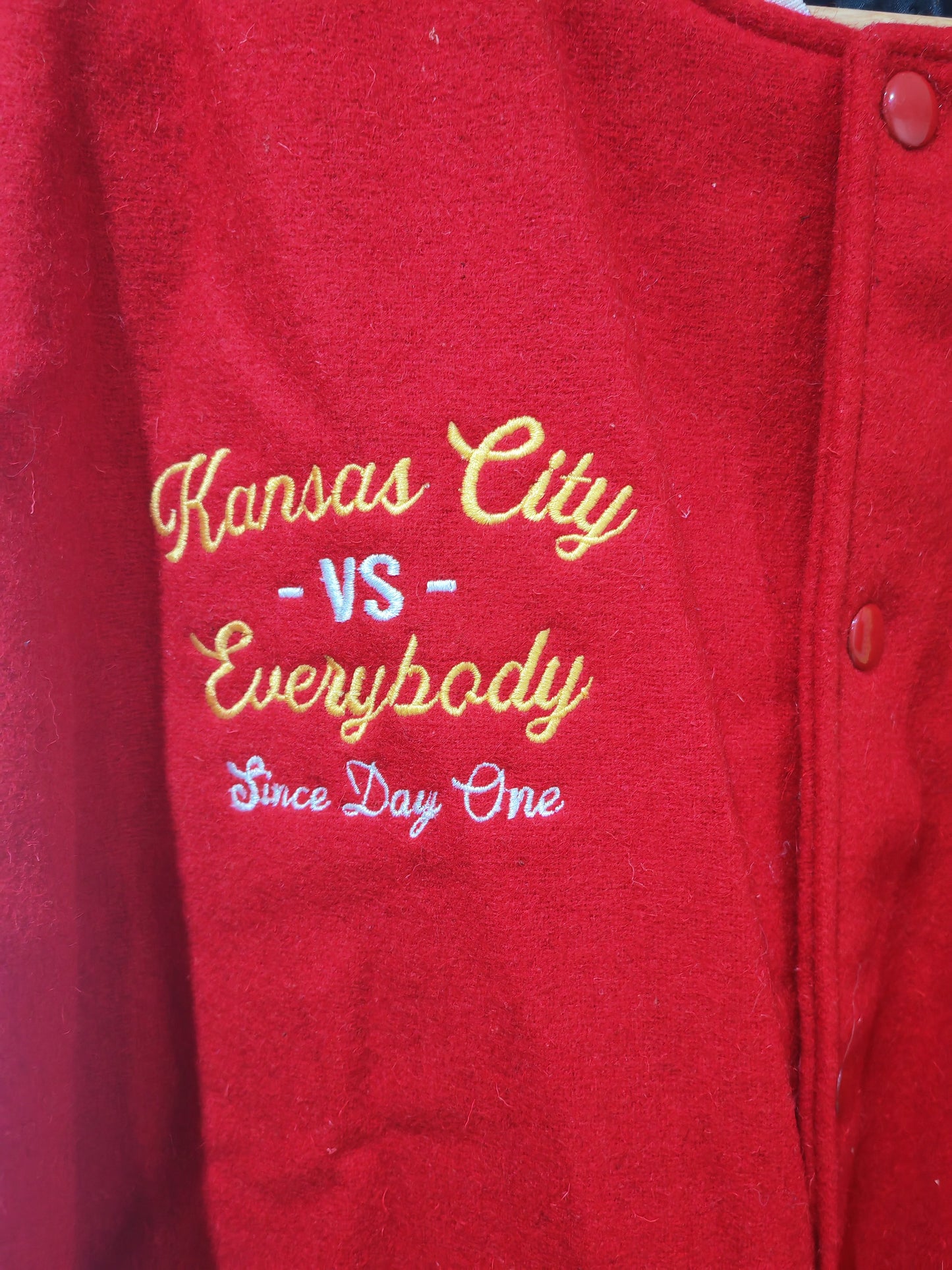 Grind Addict Co Kansas City Chiefs, Kansas City Vs Everybody Letterman Jacket, Local KC Company, Large