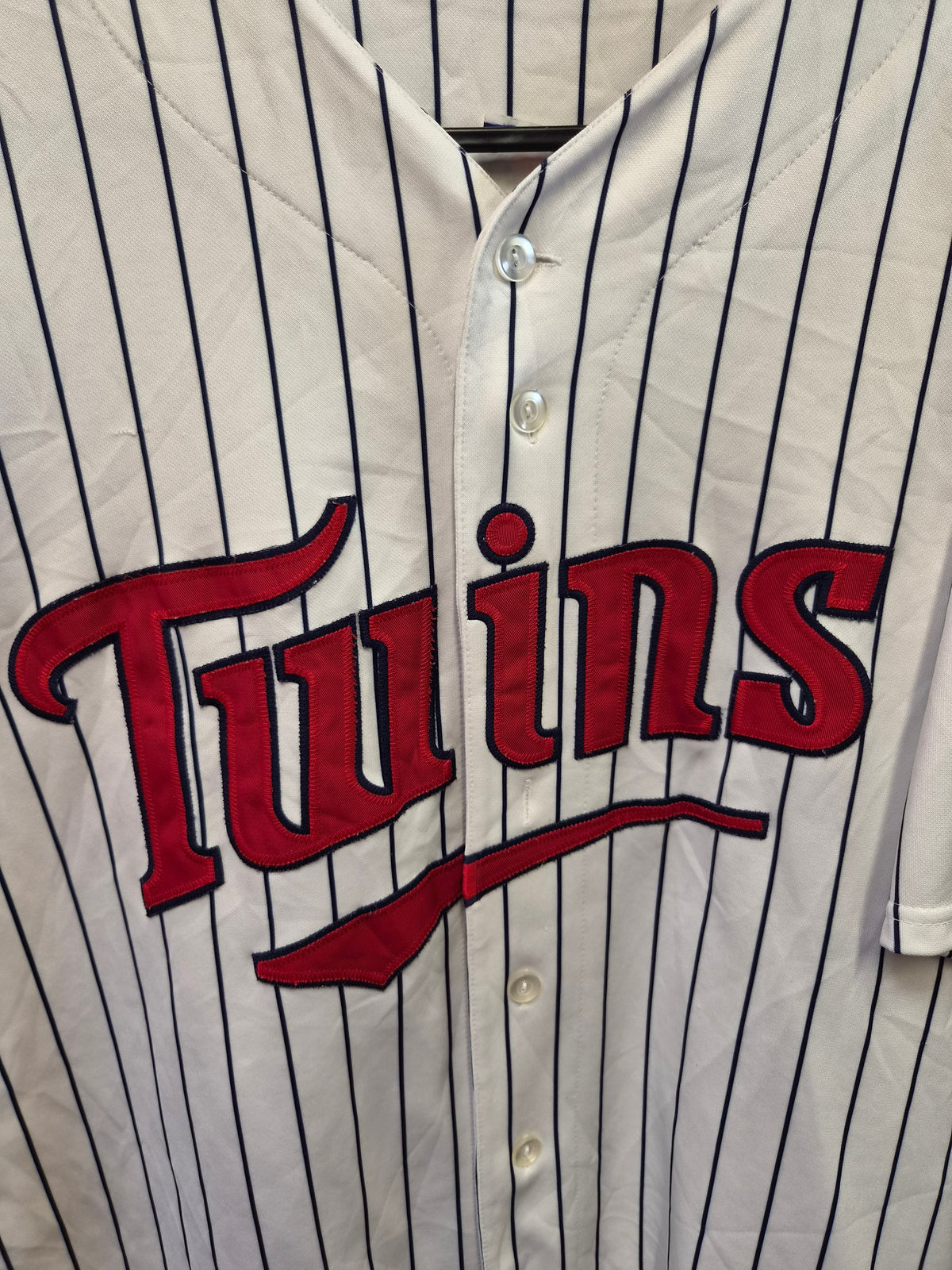 Majestic Minnesota Twins MLB Baseball Jersey, White, Size L/XL (Label Faded)