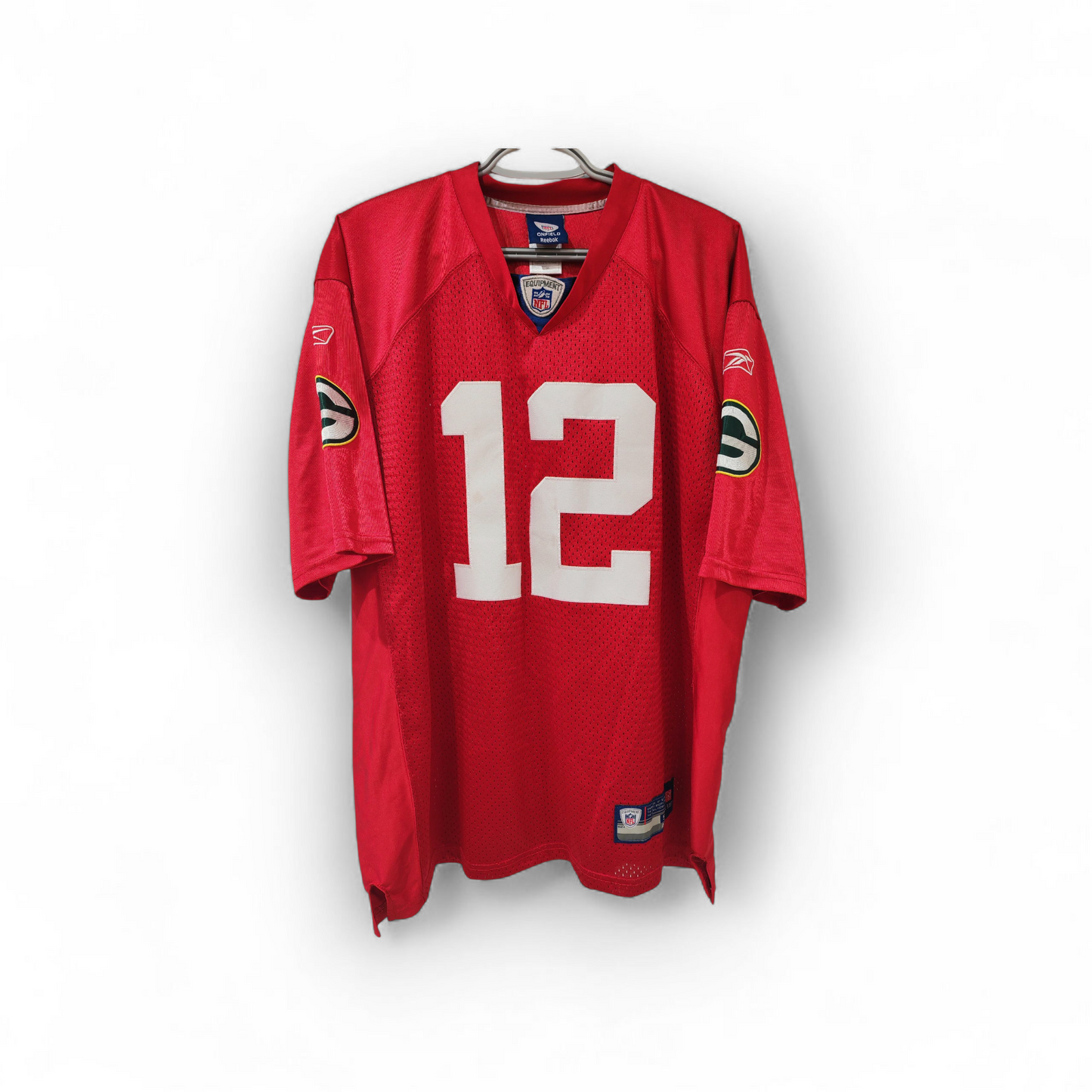 Reebok Green Bay Packers NFL Jersey, #12 Rodgers, Red, Size 50 Large