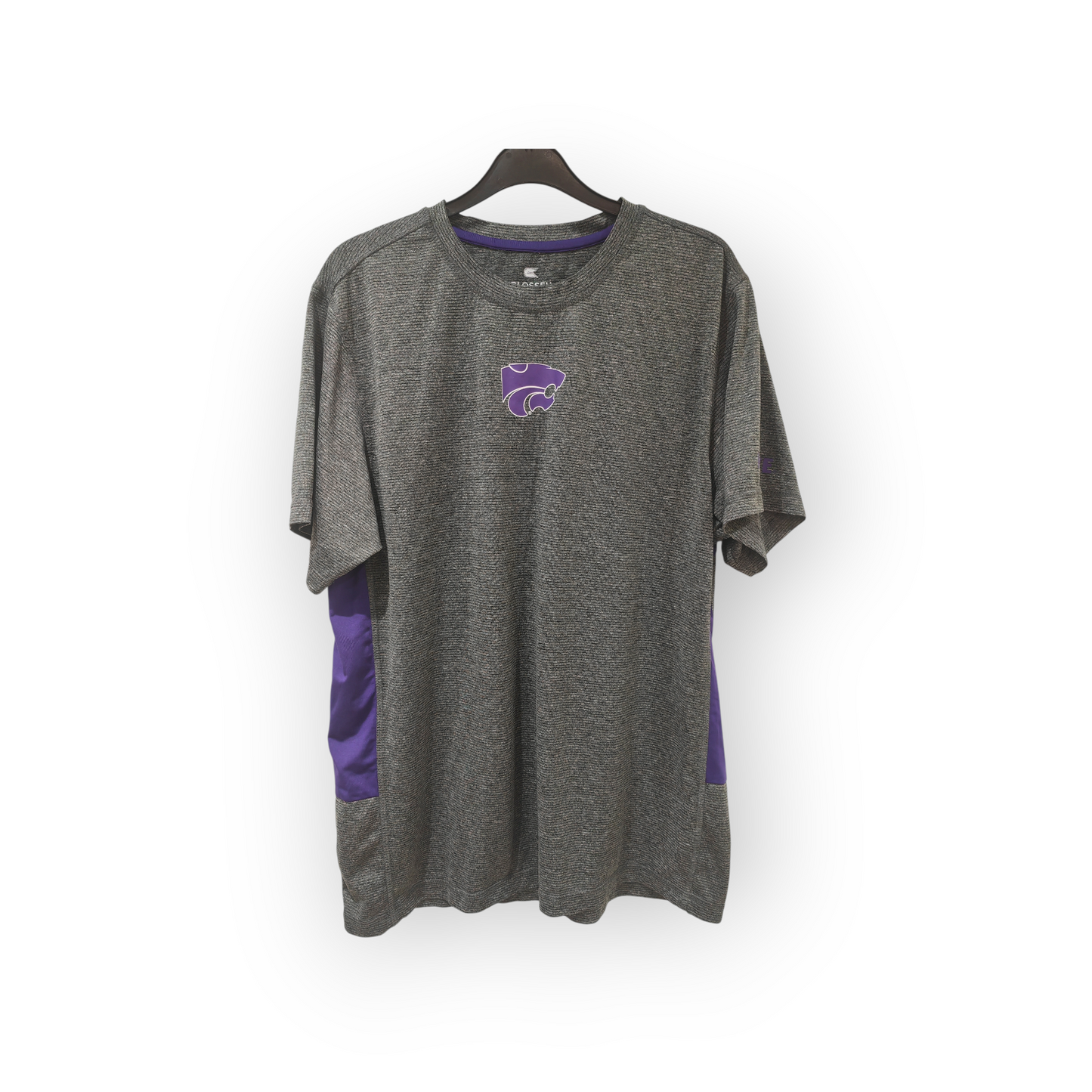 Colosseum Kansas State Wildcats NCAA Short Sleeve Training Top, Grey, Size Large