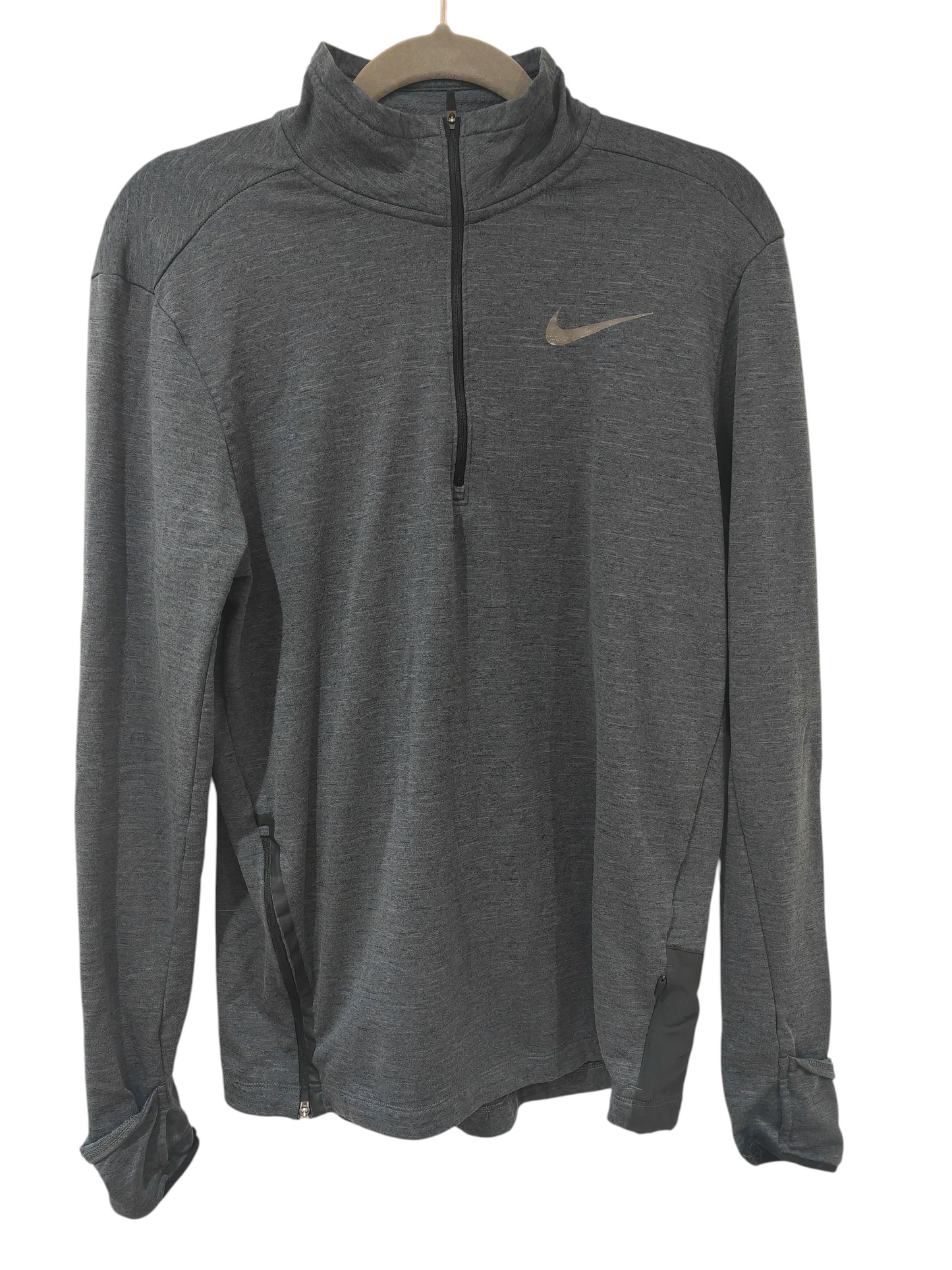 Nike Running Long Sleeve 1/4 Zip Sweatshirt, Grey, Size Medium