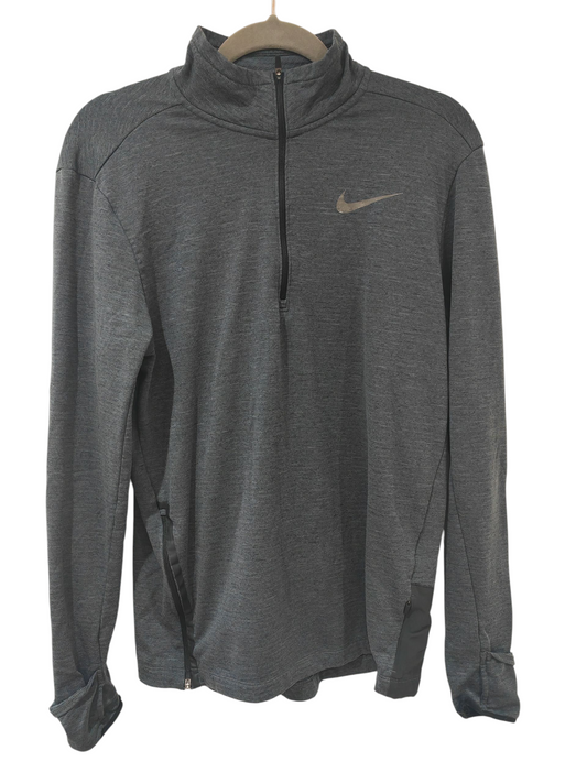 Nike Running Long Sleeve 1/4 Zip Sweatshirt, Grey, Size Medium
