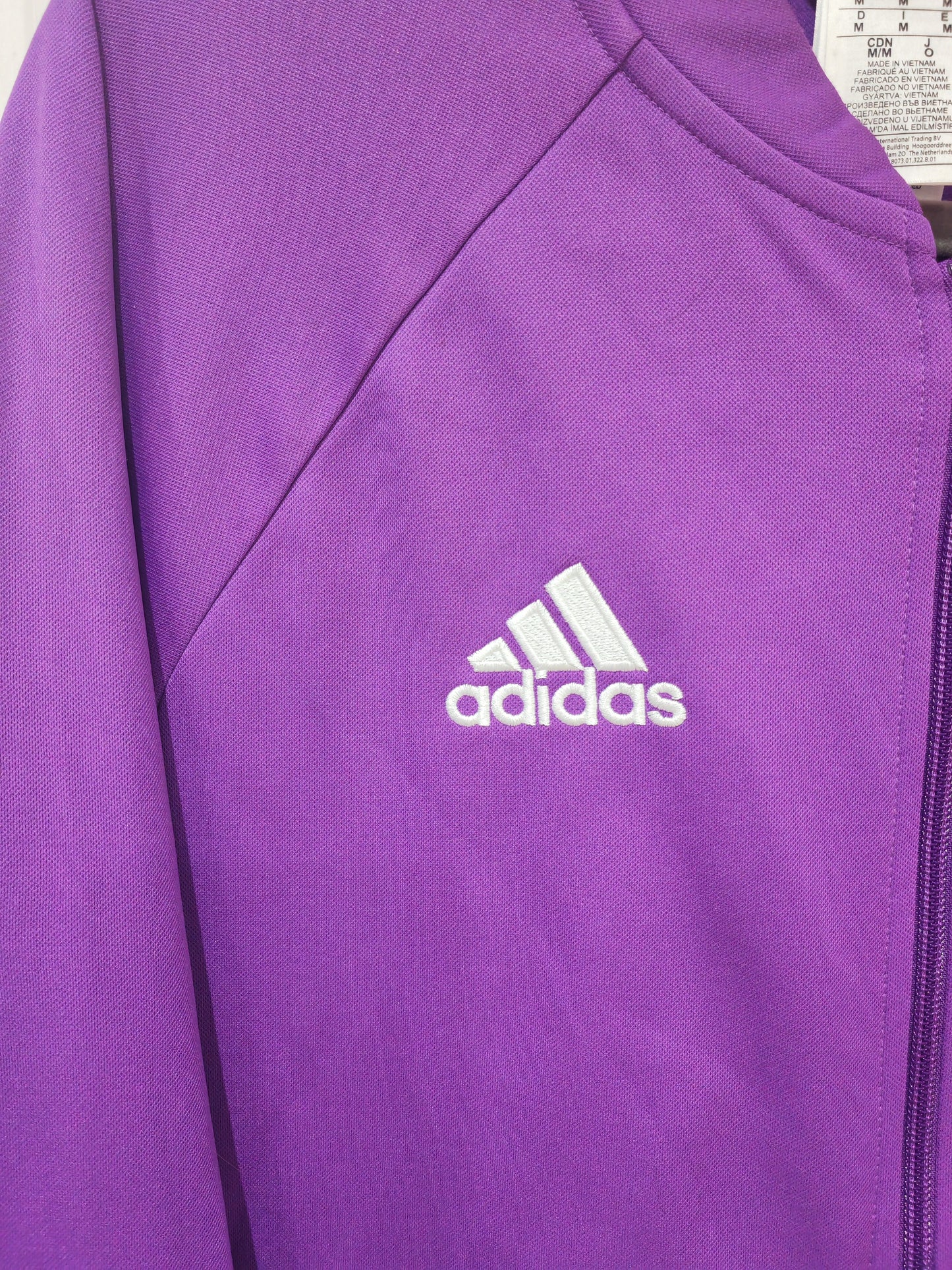 Adidas Real Madrid Full Zip Tracksuit Top, Purple, Size Medium